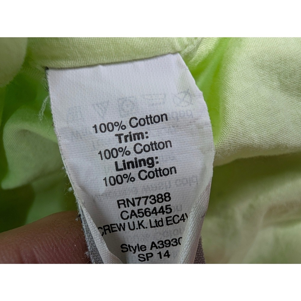 J.Crew Eyelet Shirt Dress Short‎ Sleeve Collared Casual Preppy Women's 00 Green - Picture 10 of 11